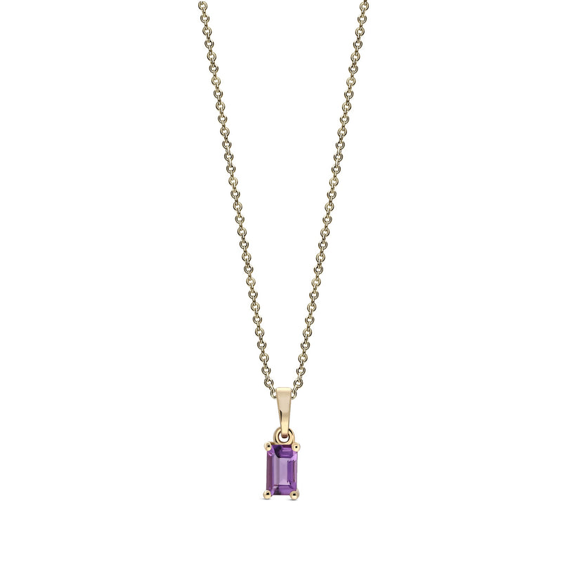 9ct Yellow Gold Amethyst 5x3mm Octangonal Claw Pendant