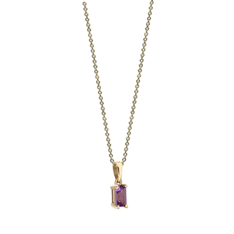 9ct Yellow Gold Amethyst 5x3mm Octangonal Claw Pendant