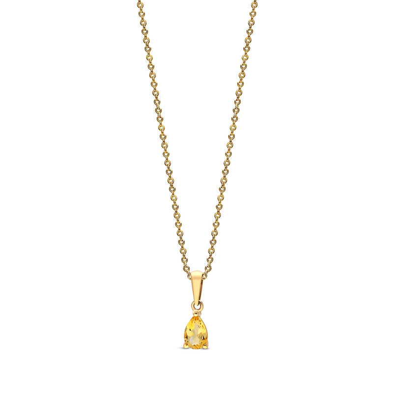 9ct Yellow Gold Citrine Pear Claw Pendant