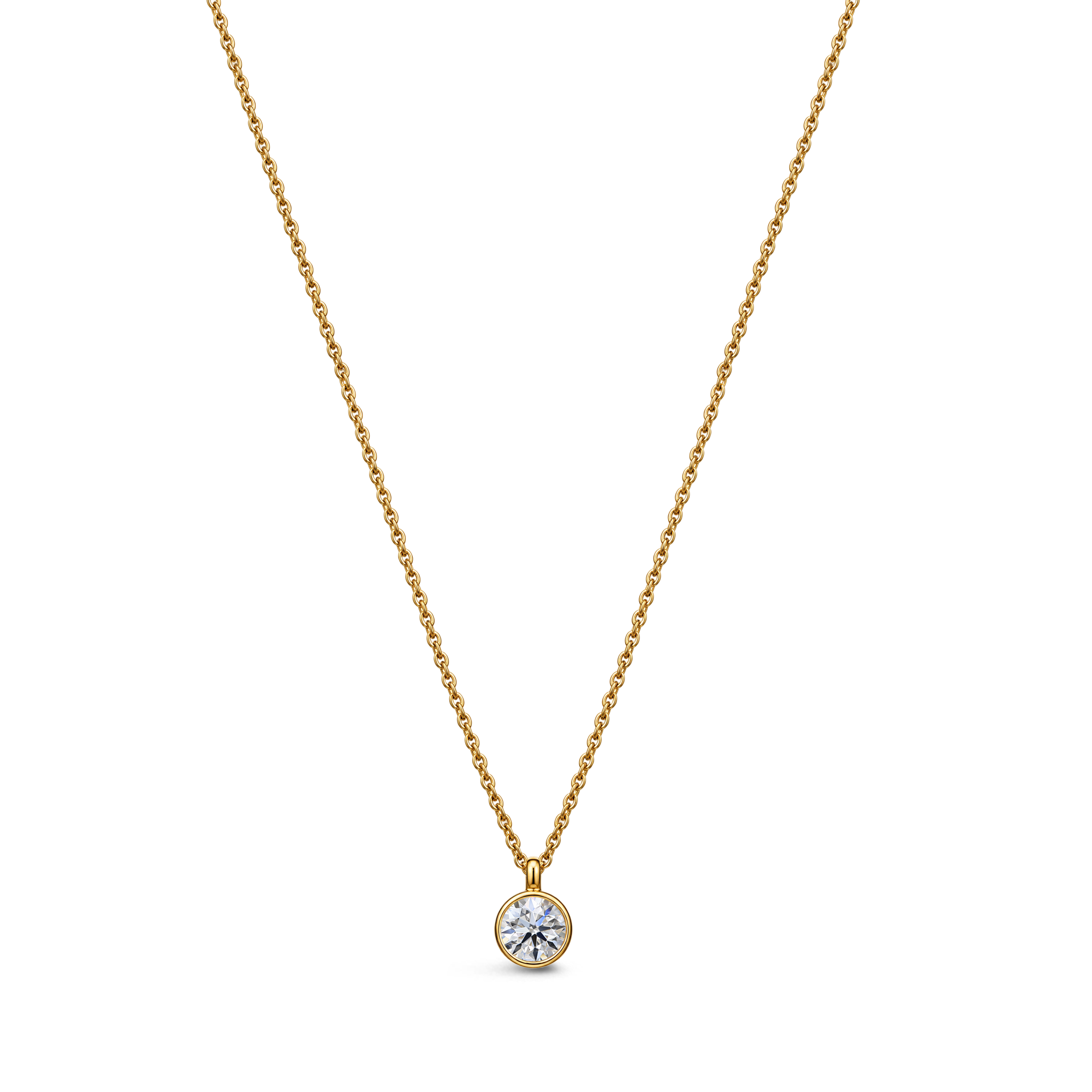 9ct yellow gold lab-grown diamond rubover necklace – 0.15ct