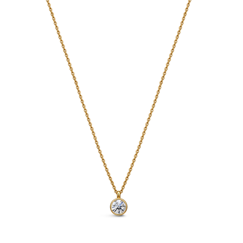 9ct yellow gold lab-grown diamond rubover necklace – 0.15ct