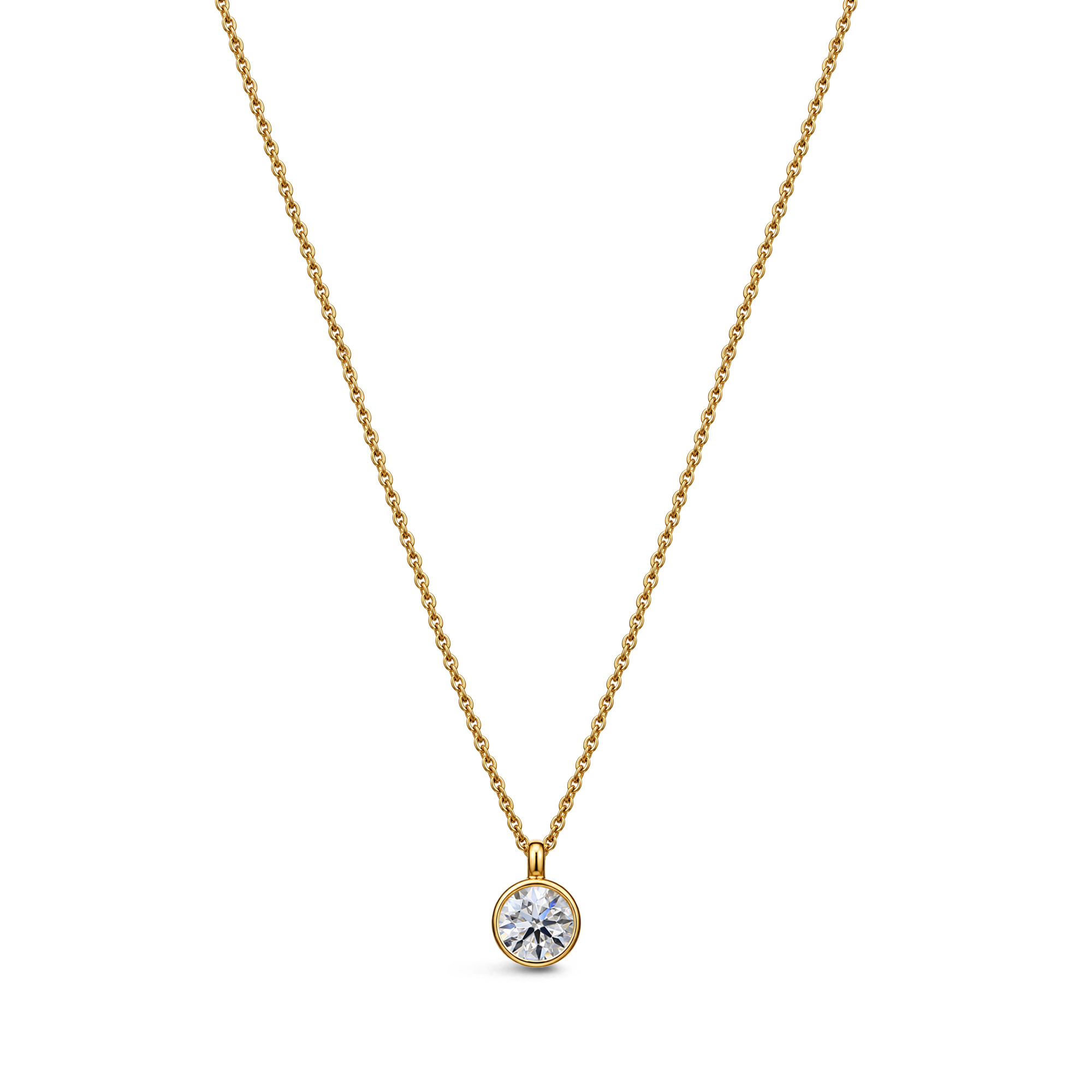 9ct yellow gold lab-grown diamond rubover necklace – 0.20ct
