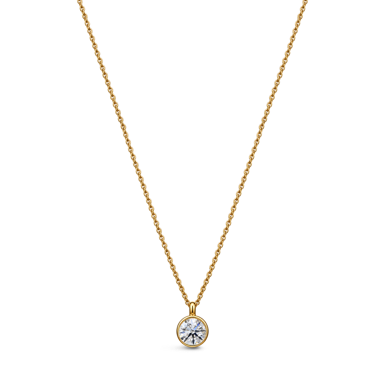 9ct yellow gold lab-grown diamond rubover necklace – 0.20ct