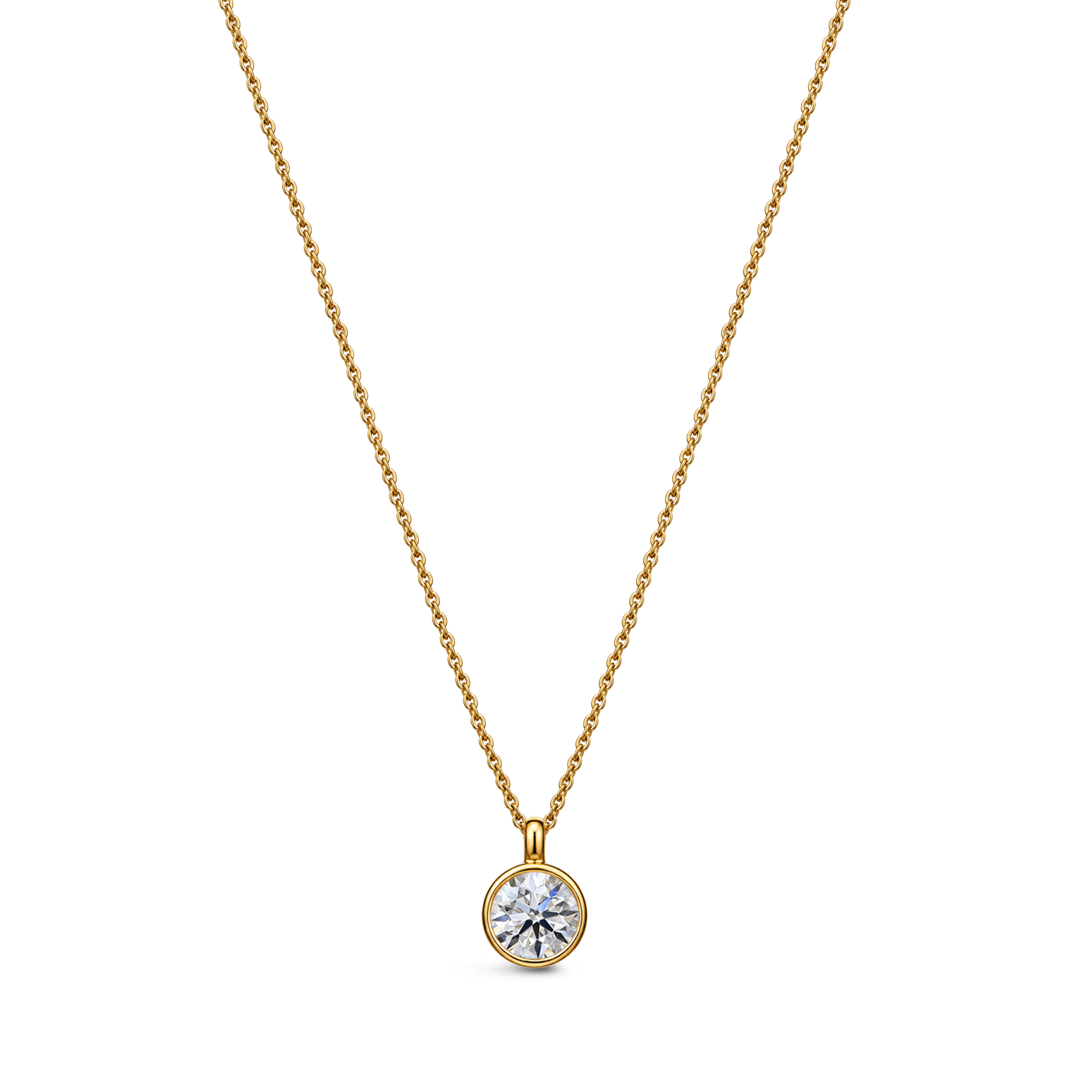 9ct yellow gold lab-grown diamond rubover necklace – 0.30ct