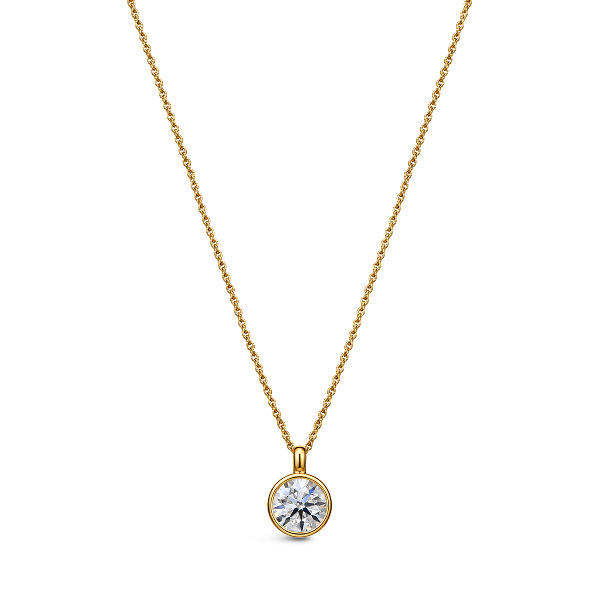 9ct yellow gold lab-grown diamond rubover necklace – 0.40ct