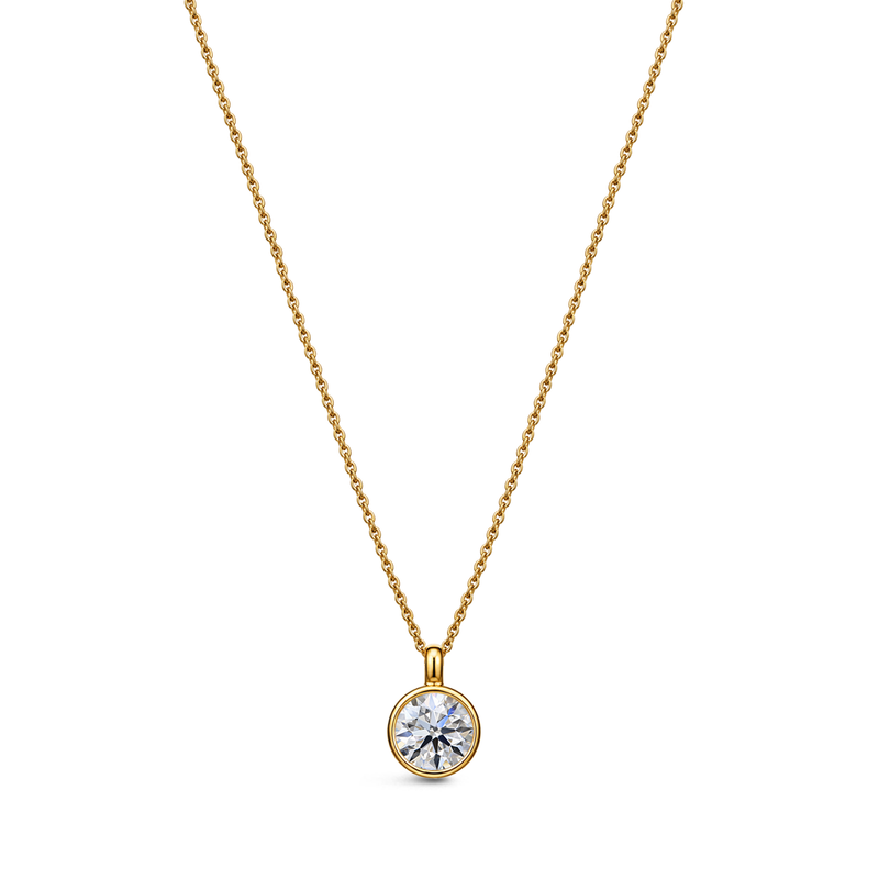 9ct yellow gold lab-grown diamond rubover necklace – 0.40ct