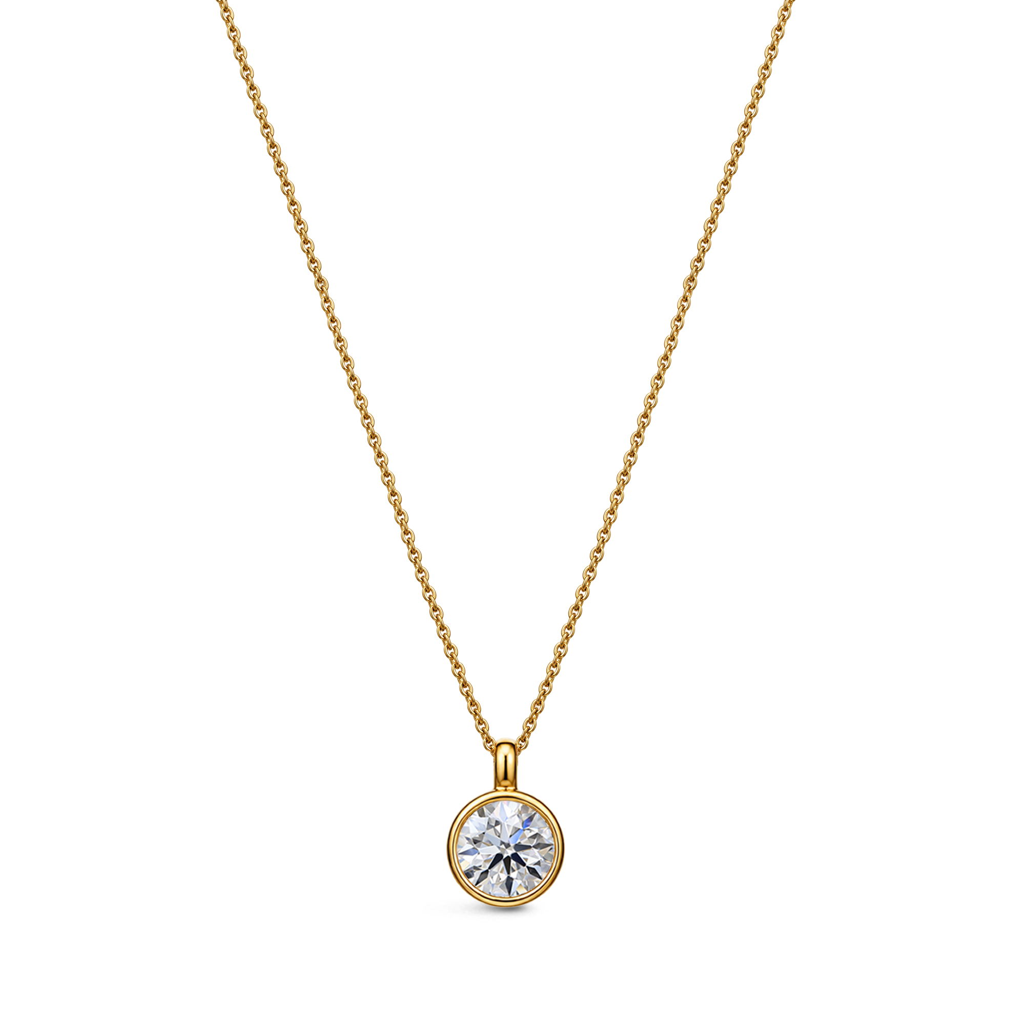 9ct yellow gold lab-grown diamond rubover necklace – 0.50ct
