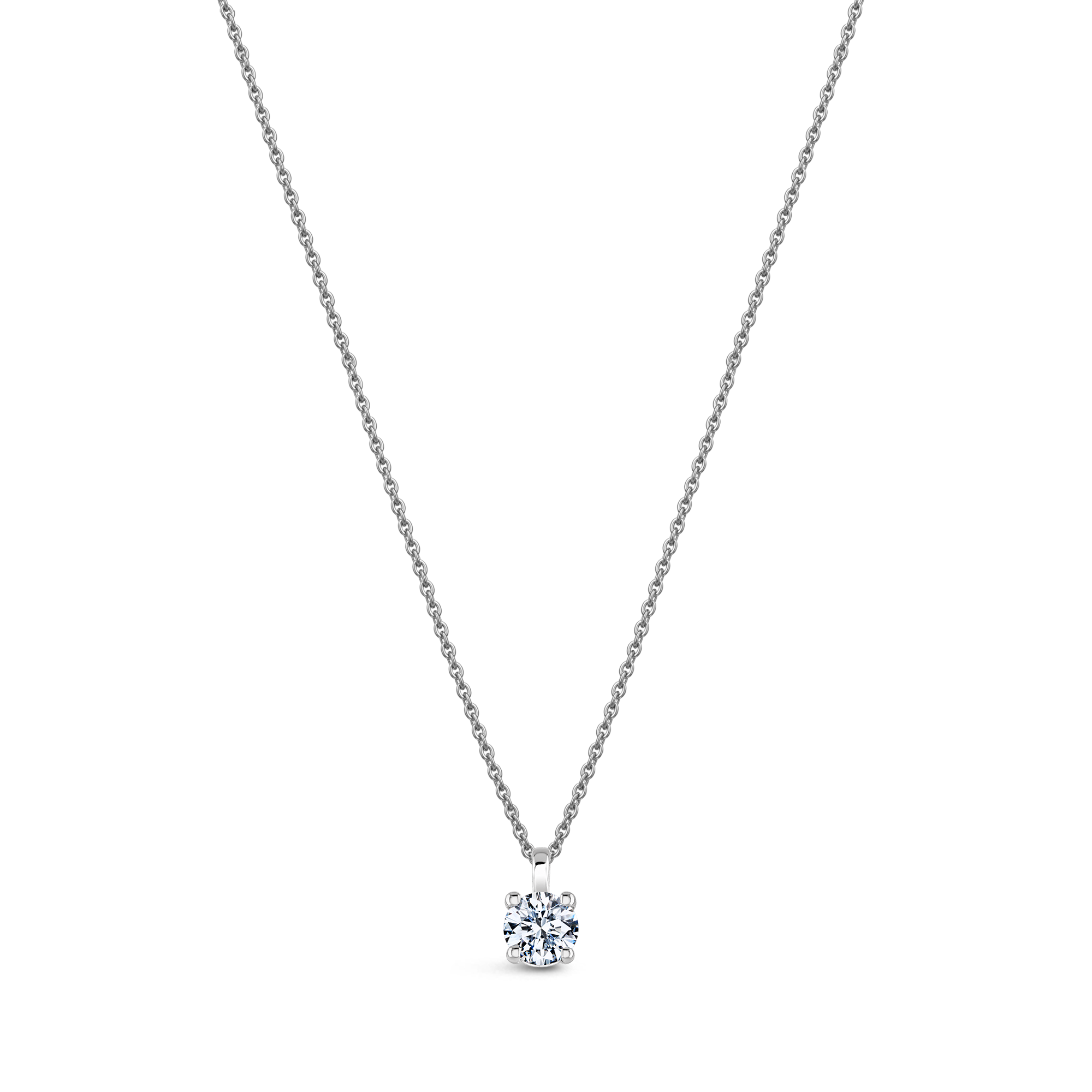 9ct white gold lab-grown diamond solitaire necklace – 0.15ct