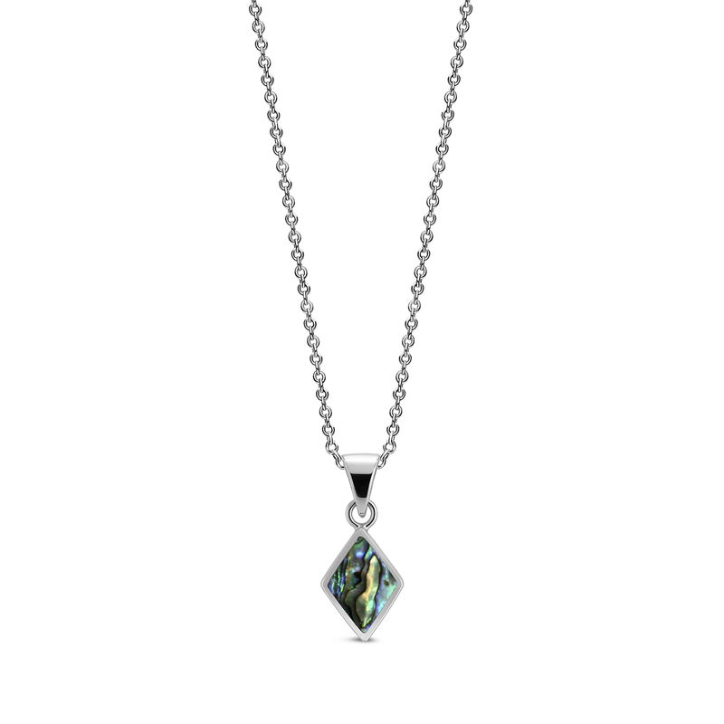 Sterling Silver Abalone Diamond-Shape Pendant