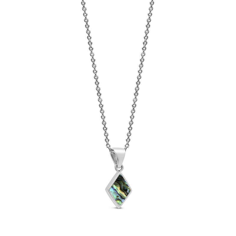 Sterling Silver Abalone Diamond-Shape Pendant