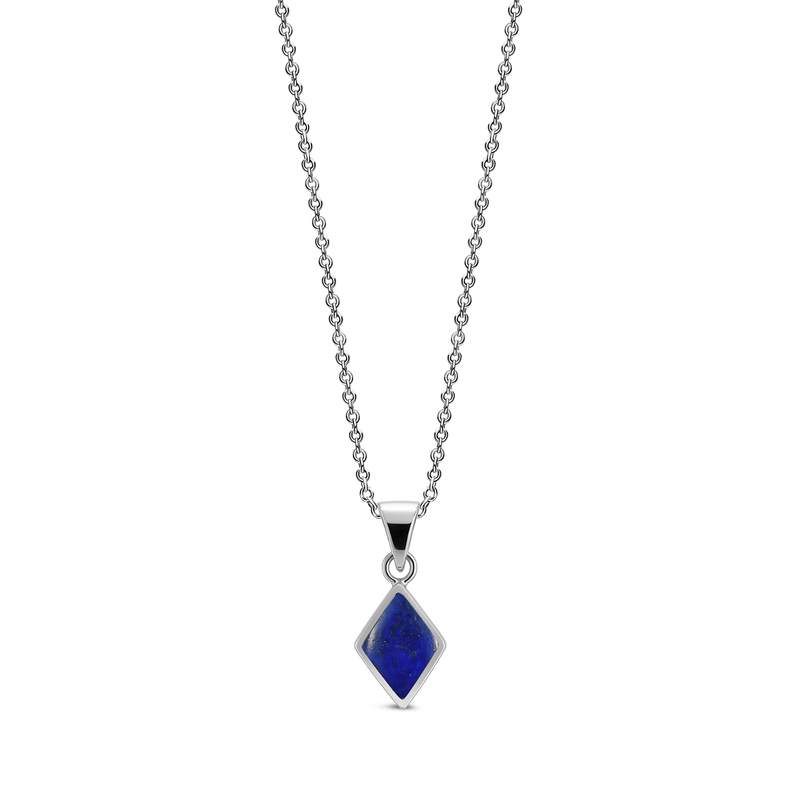 Sterling Silver Lapis Lazuli Diamond-Shape Pendant