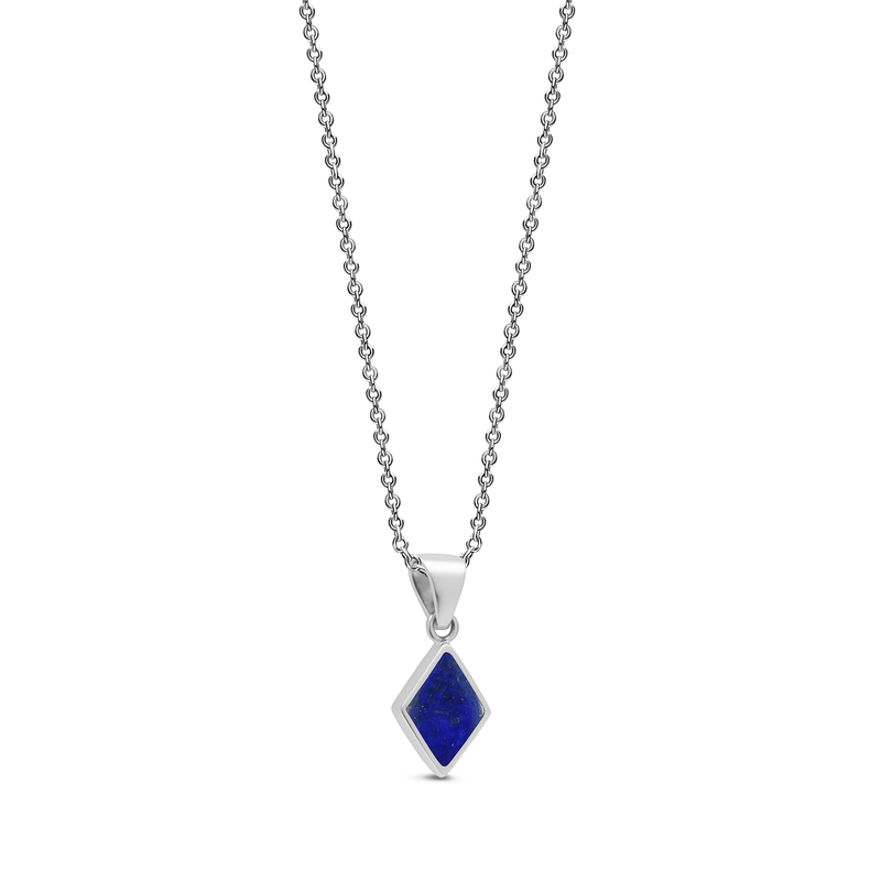 Sterling Silver Lapis Lazuli Diamond-Shape Pendant