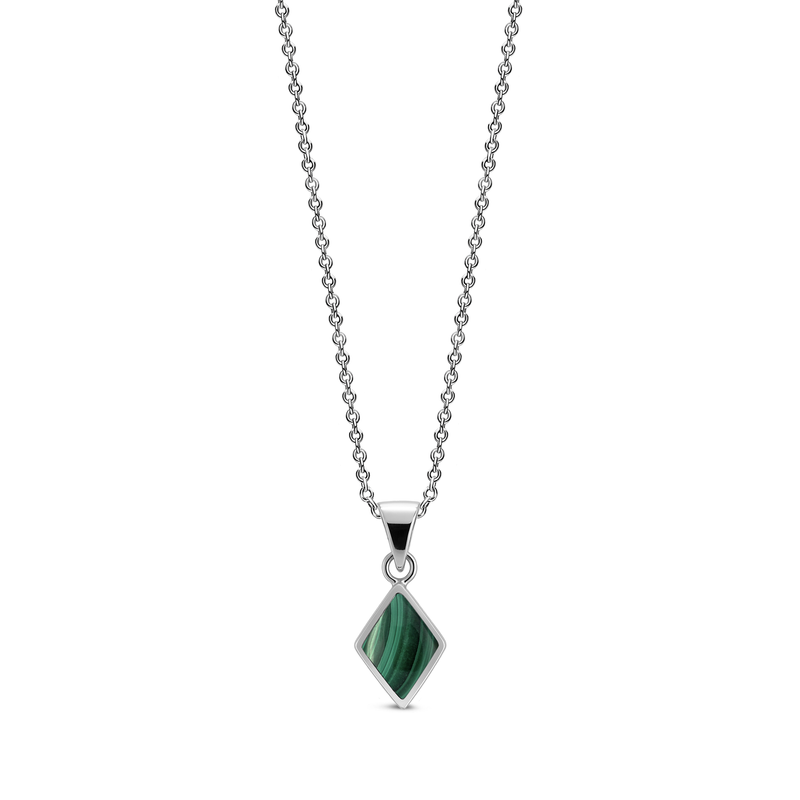 Sterling Silver Malachite Diamond-Shape Pendant