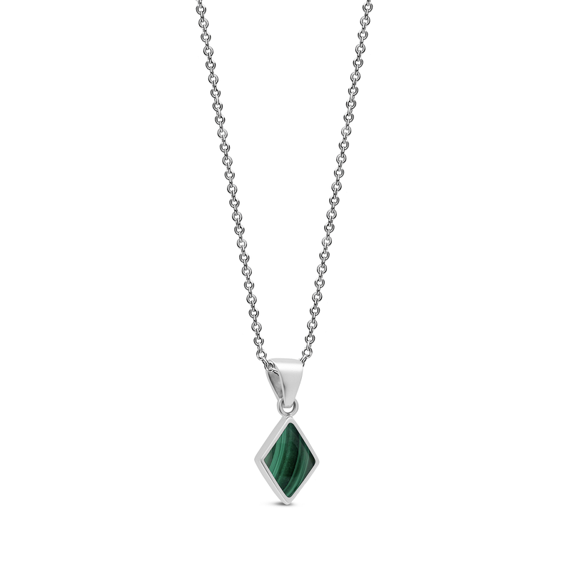 Sterling Silver Malachite Diamond-Shape Pendant