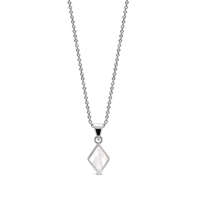 Sterling Silver Mother of Pearl Diamond-Shape Pendant