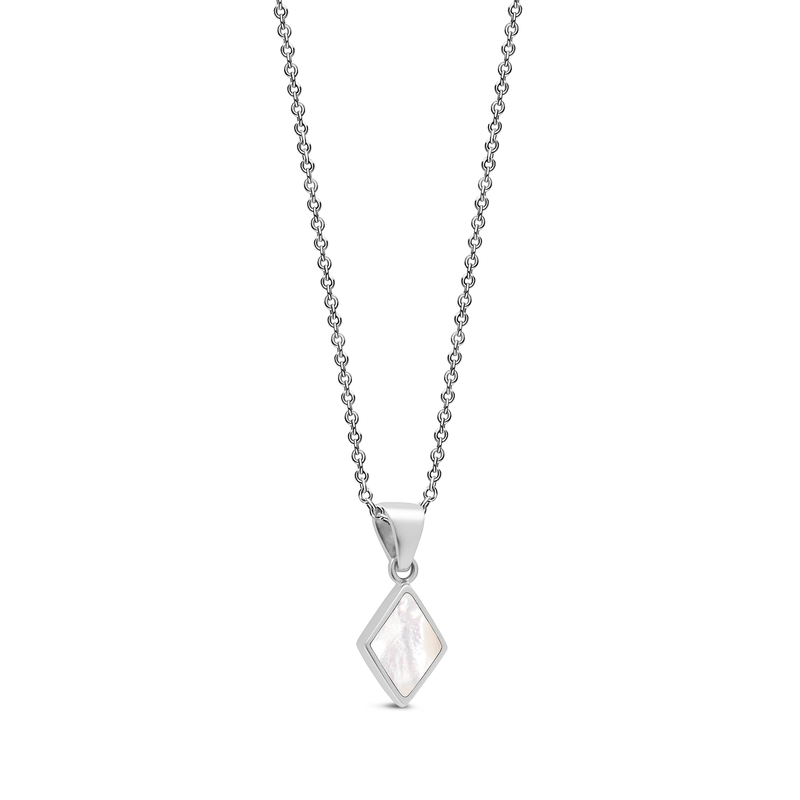 Sterling Silver Mother of Pearl Diamond-Shape Pendant