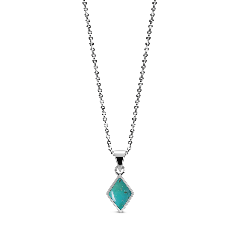 Sterling Silver Turquoise Diamond-Shape Pendant