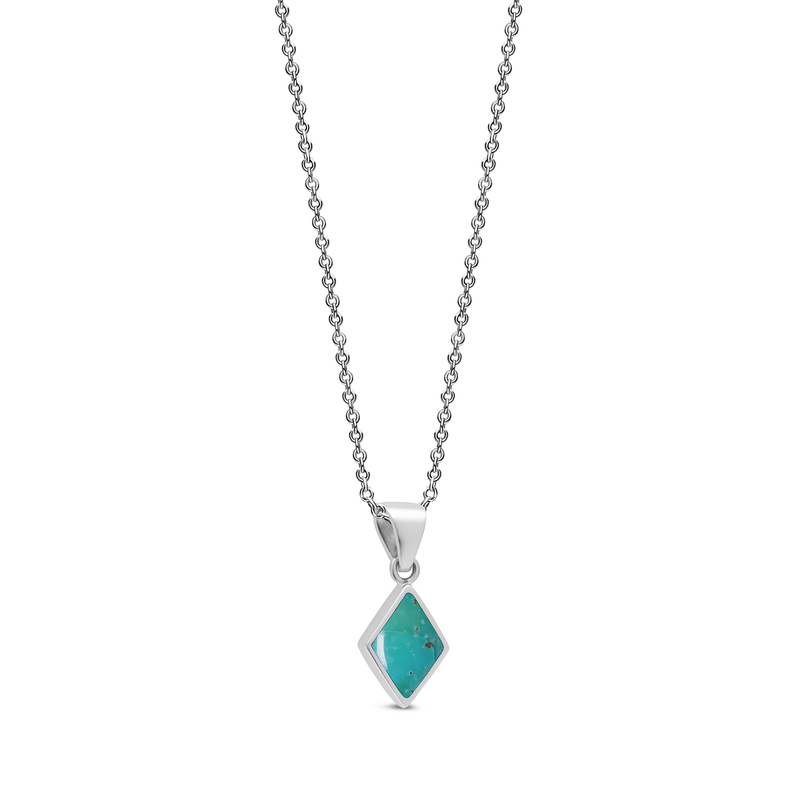 Sterling Silver Turquoise Diamond-Shape Pendant
