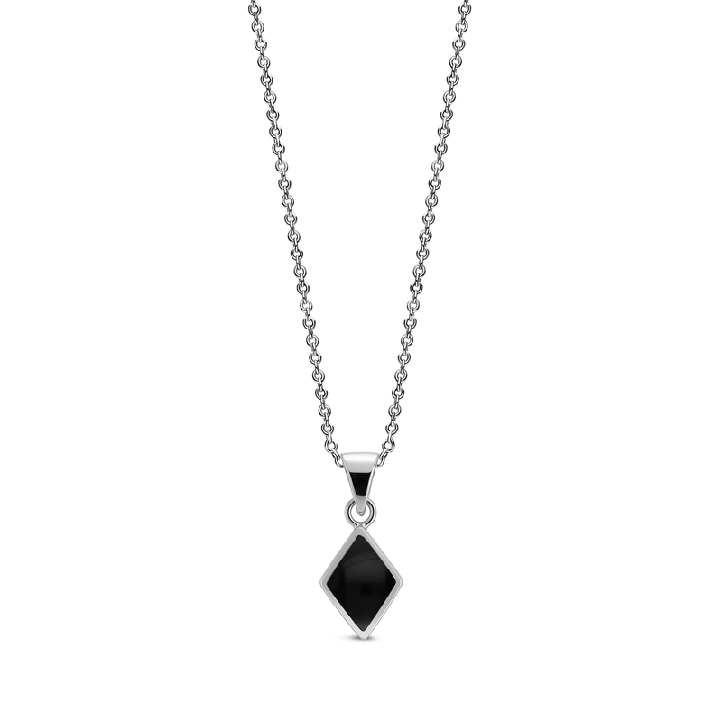 Sterling Silver Whitby Jet Diamond Shape Pendant