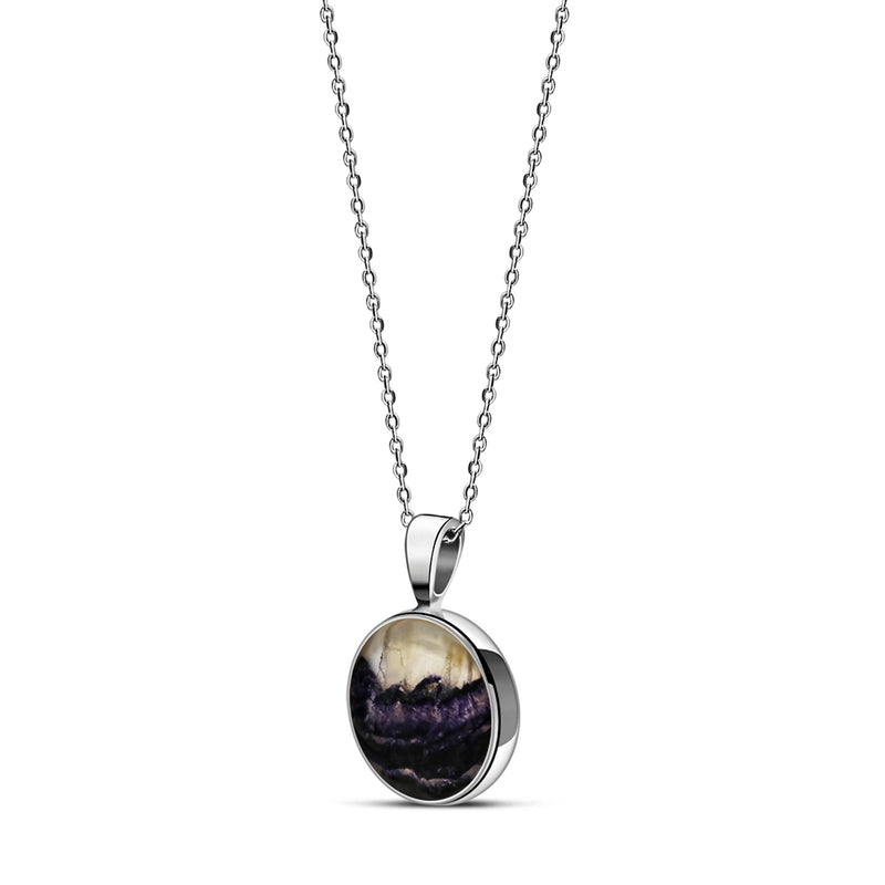 Sterling Silver Blue John Round Pendant