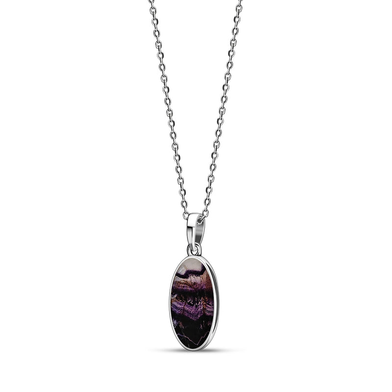 Sterling Silver Blue John Oval Pendant
