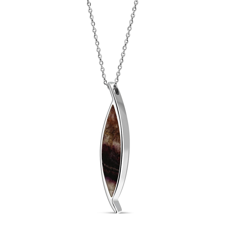 Sterling Silver Blue John Large Contemporary Marquise Pendant