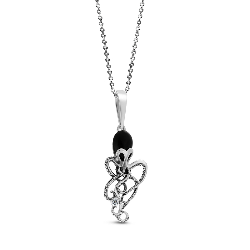 Sterling Silver Whitby Jet Octopus Pendant