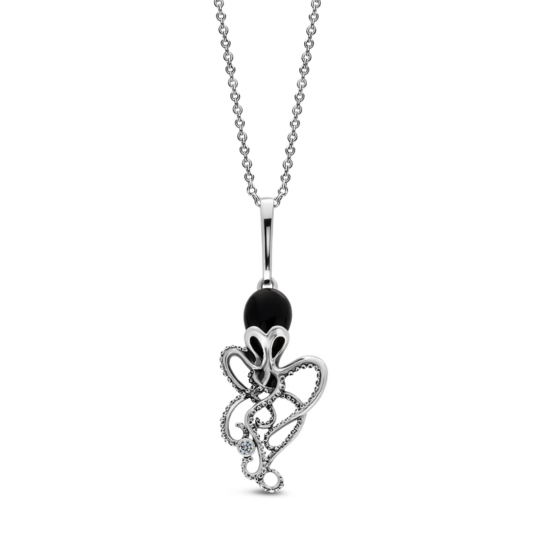 Sterling Silver Whitby Jet Octopus Pendant