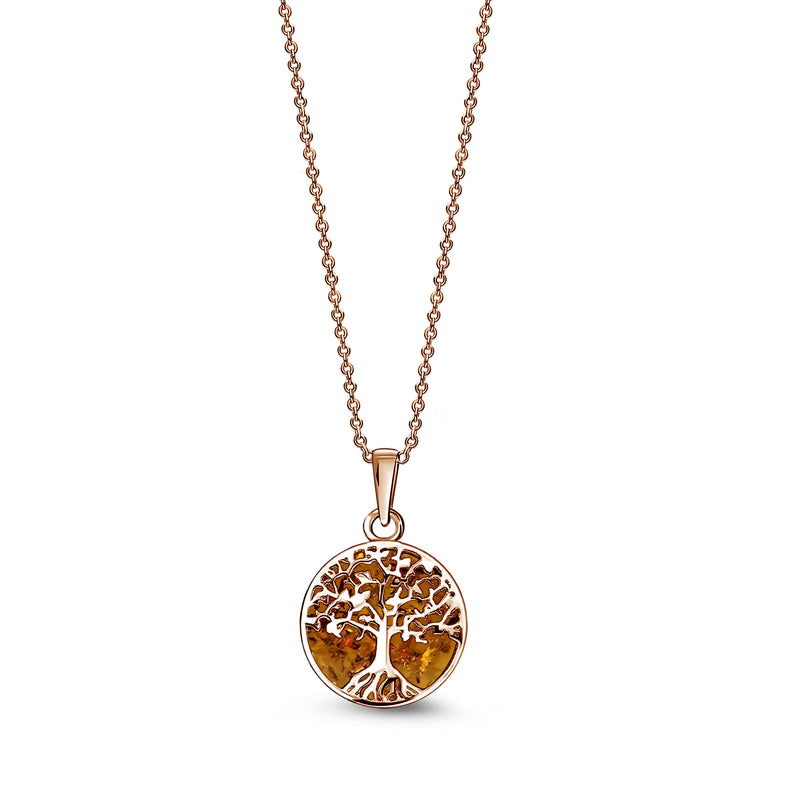 Rose Gold Vermeil Amber Small Tree of Life Pendant
