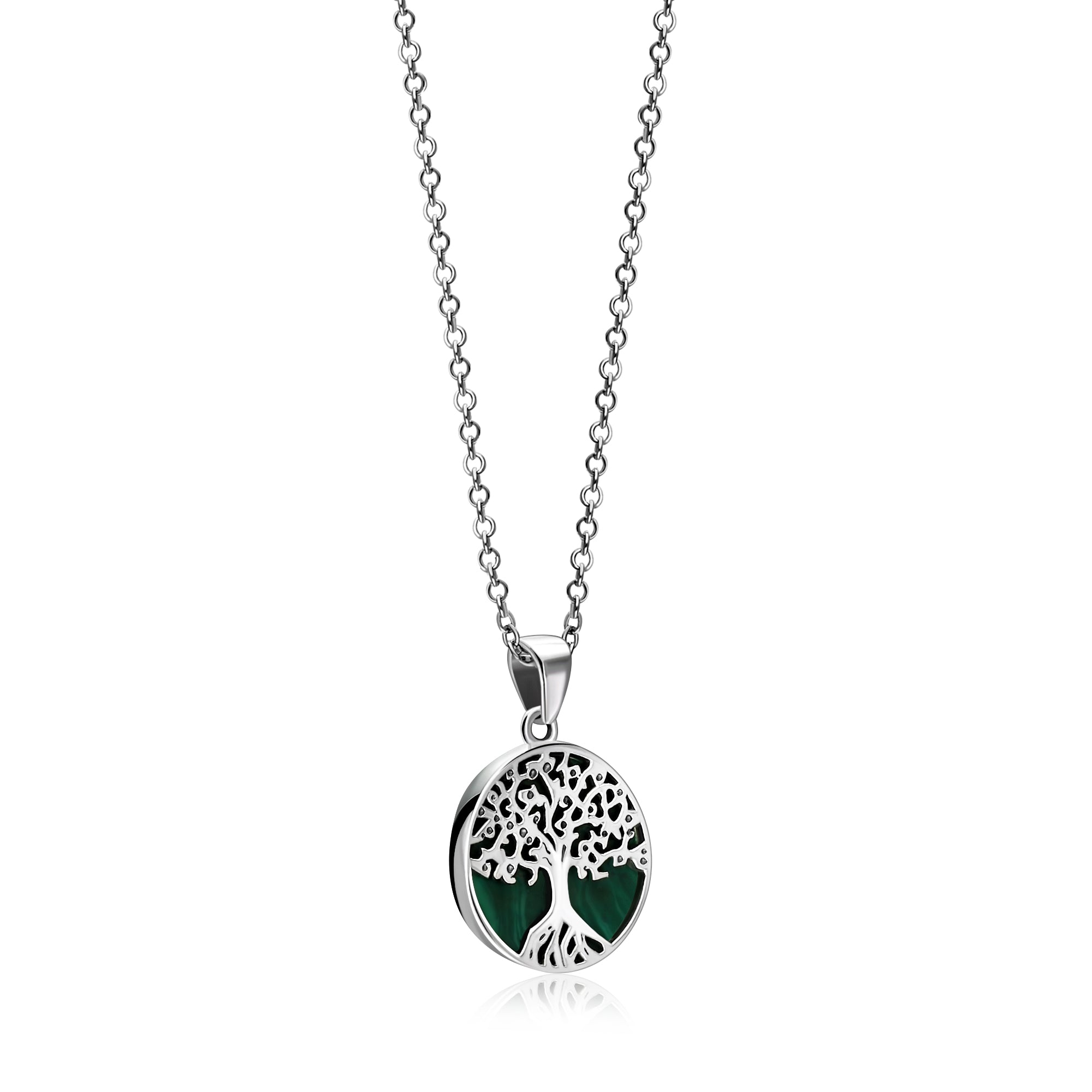 Sterling Silver Malachite Small Tree of Life Pendant