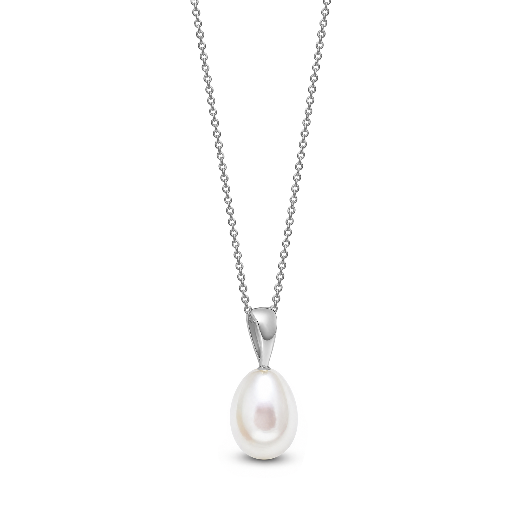 9ct White Gold Pearl Teardrop Pendant