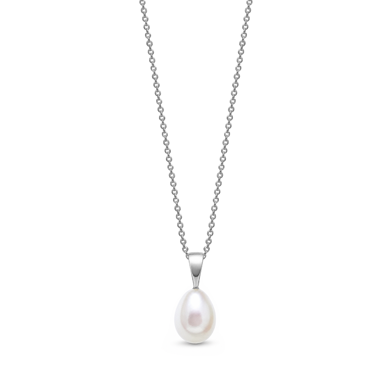 9ct White Gold Pearl Teardrop Pendant