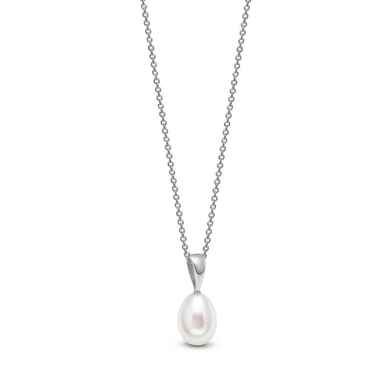 9ct White Gold Pearl Teardrop Pendant
