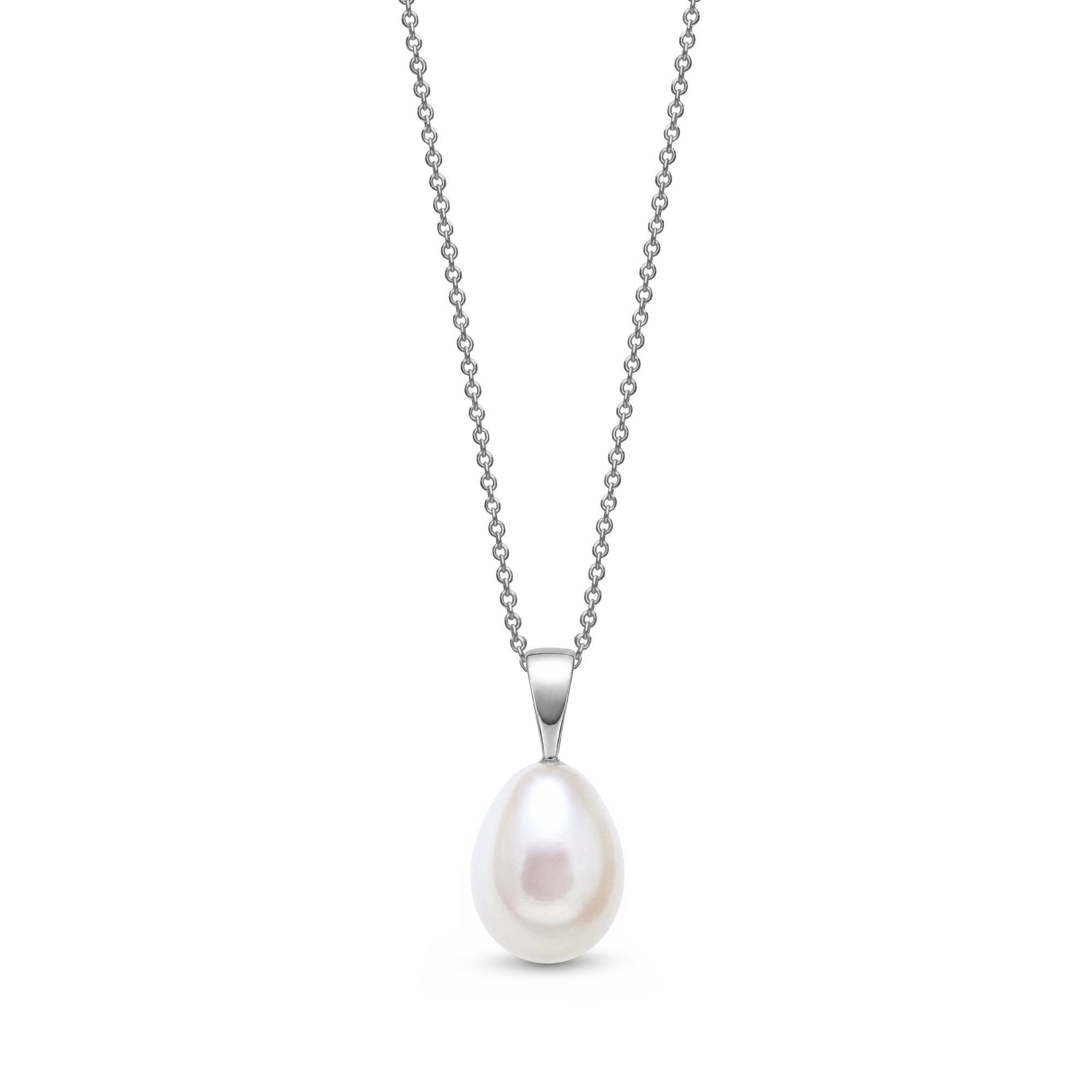9ct White Gold Pearl Teardrop Pendant