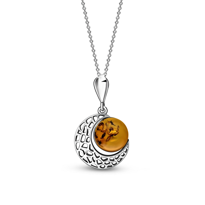 Sterling Silver Amber Moon Pendant