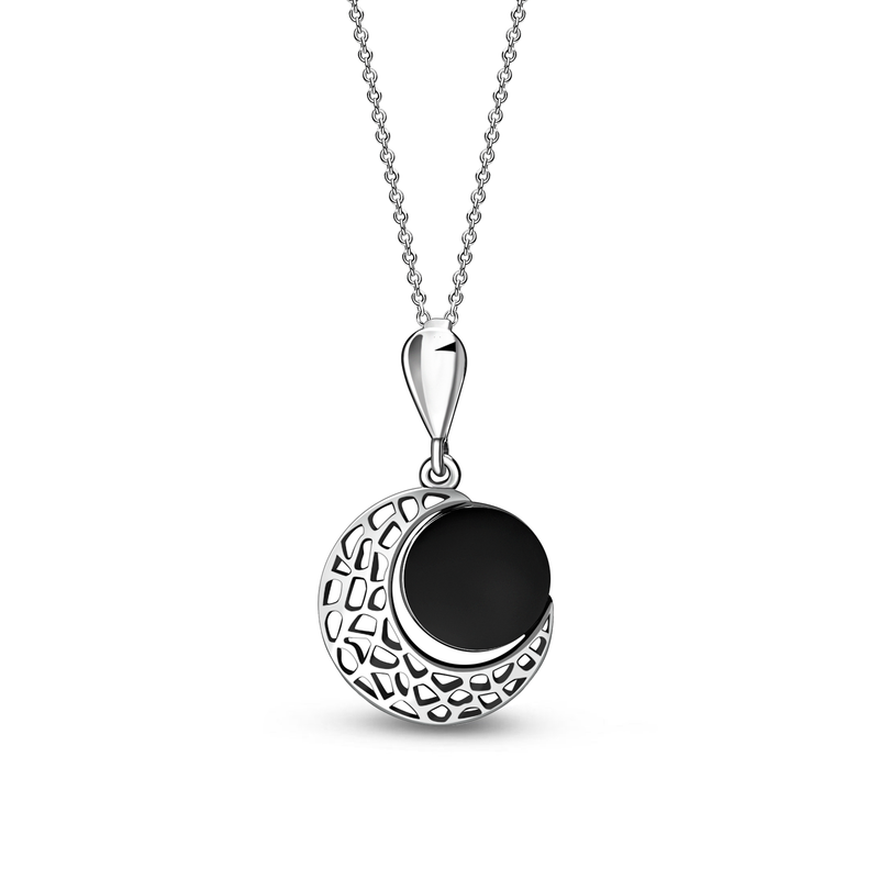 Sterling Silver Jet Moon pendant