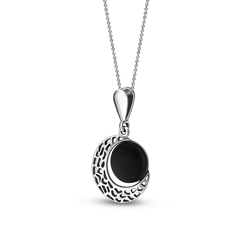 Sterling Silver Jet Moon pendant