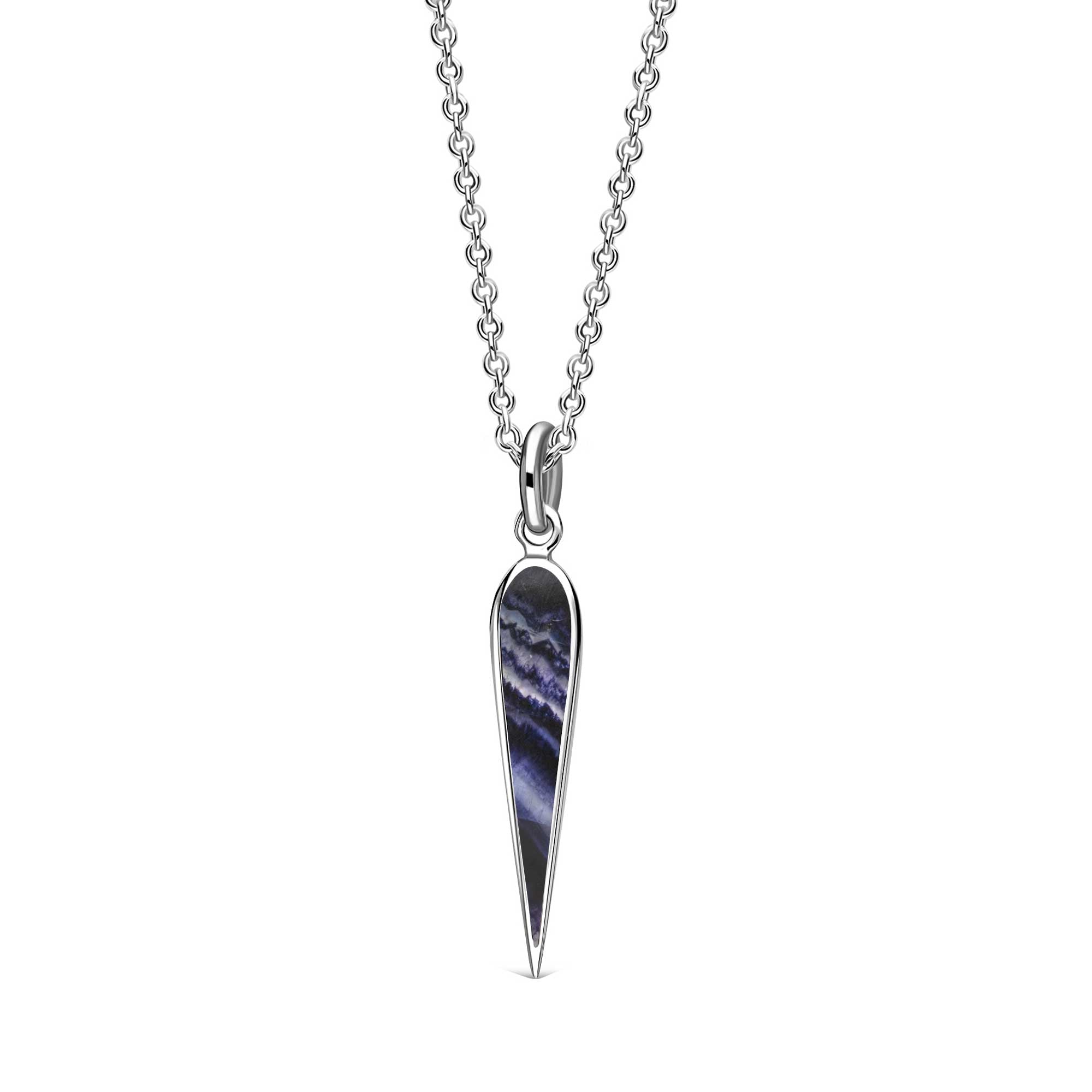 Sterling Silver Blue John Long Drop Pendant