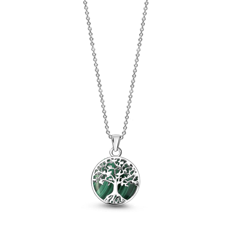 Sterling Silver Malachite Small Tree of Life Pendant