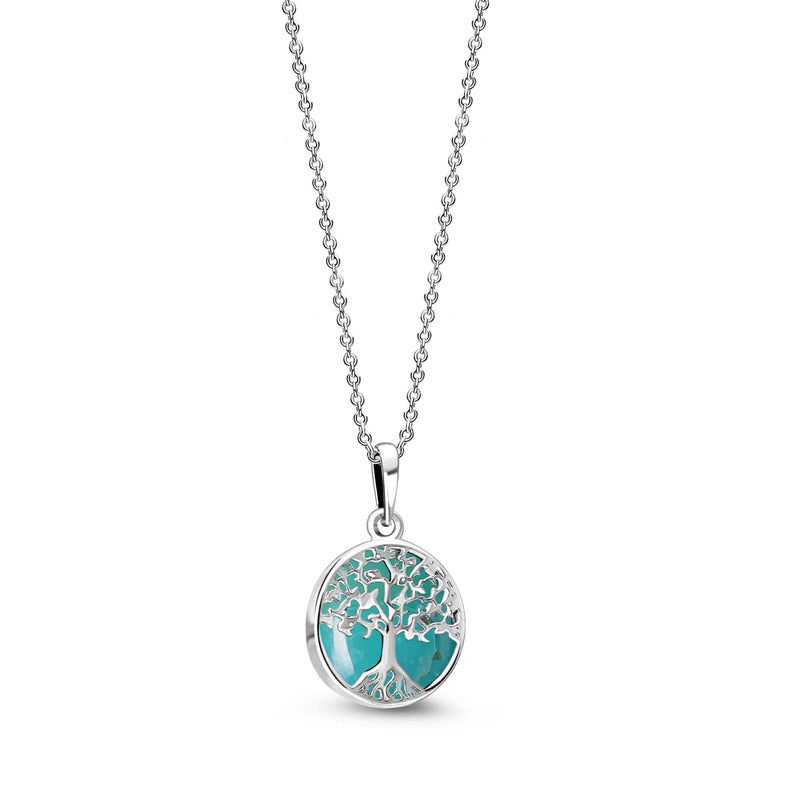 Sterling Silver Turquoise Small Tree of Life Pendant