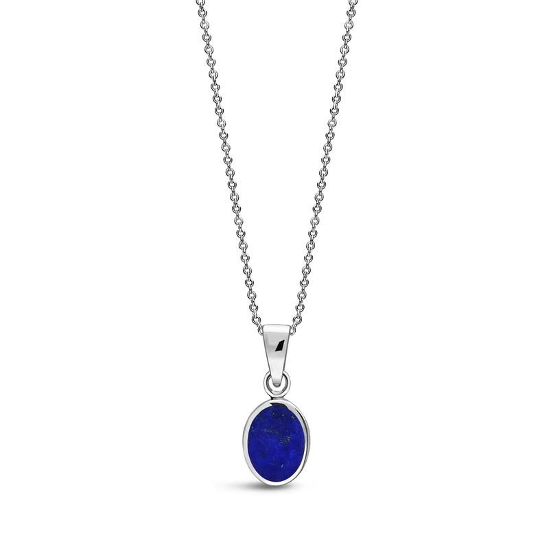 Sterling Silver Lapis Lazuli Dinky Oval Pendant