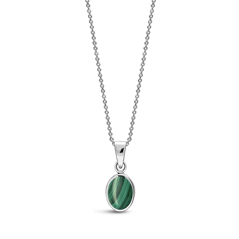 Sterling Silver Malachite Dinky Oval Pendant