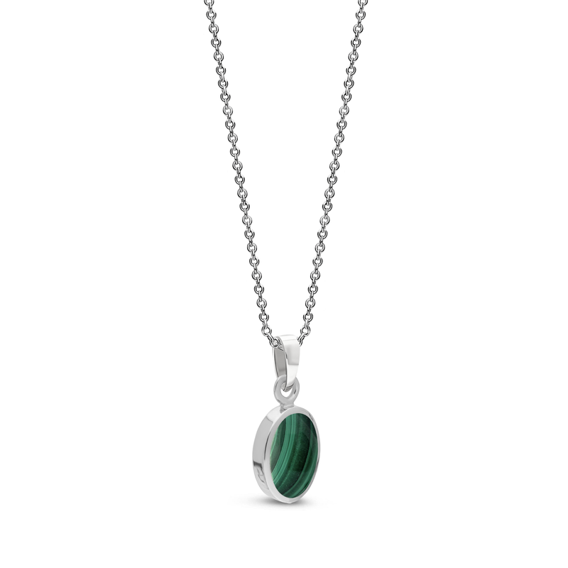 Sterling Silver Malachite Dinky Oval Pendant