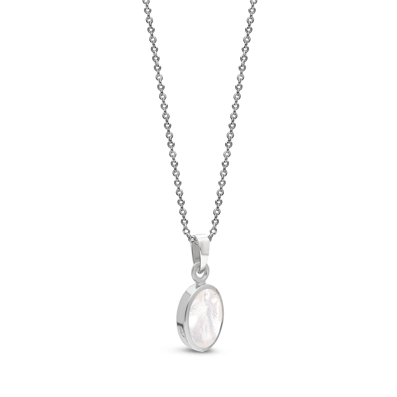 Sterling Silver Mother of Pearl Dinky Oval Pendant