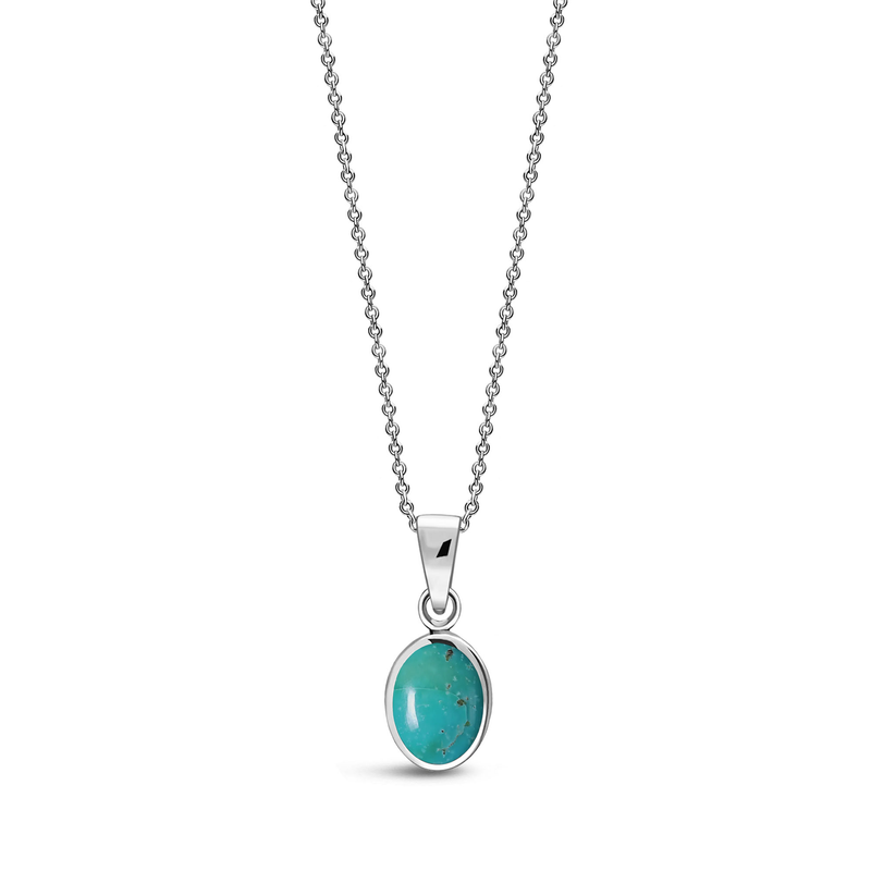 Sterling Silver Turquoise Dinky Oval Pendant