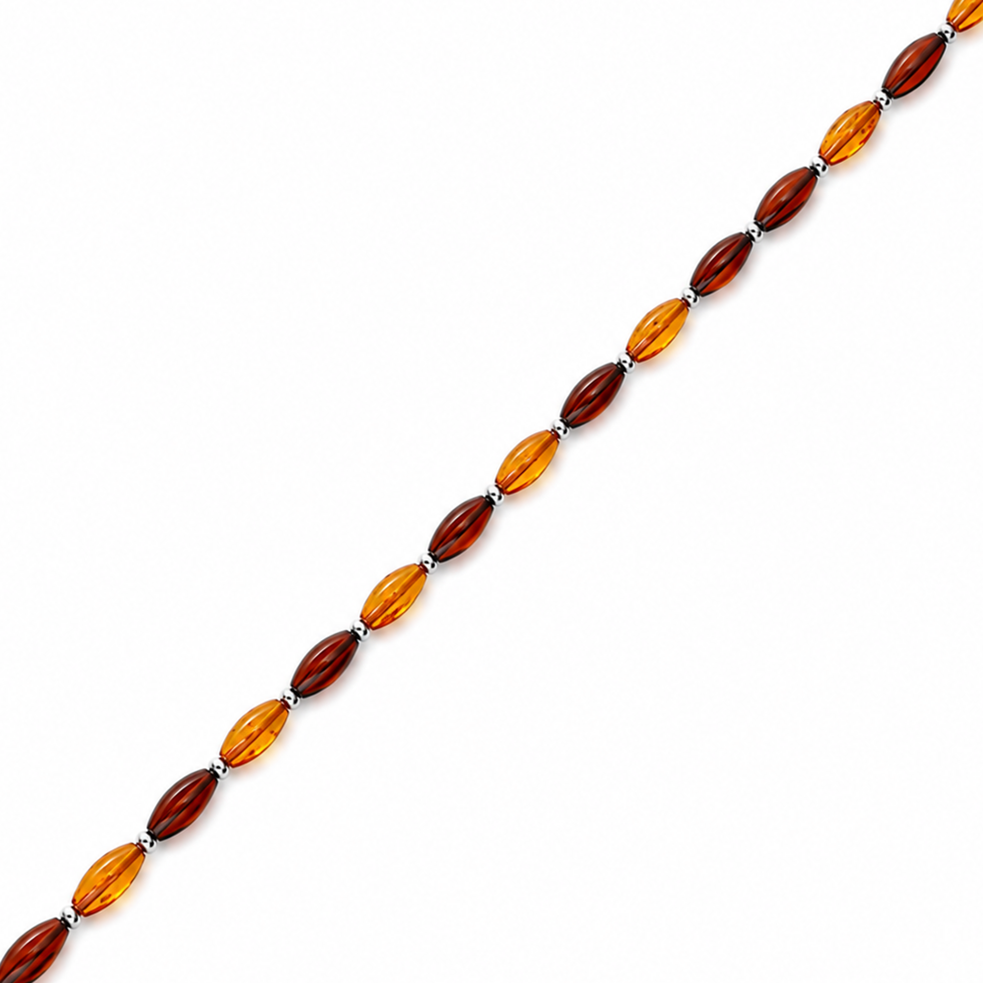 Sterling Silver Amber Bead Necklace