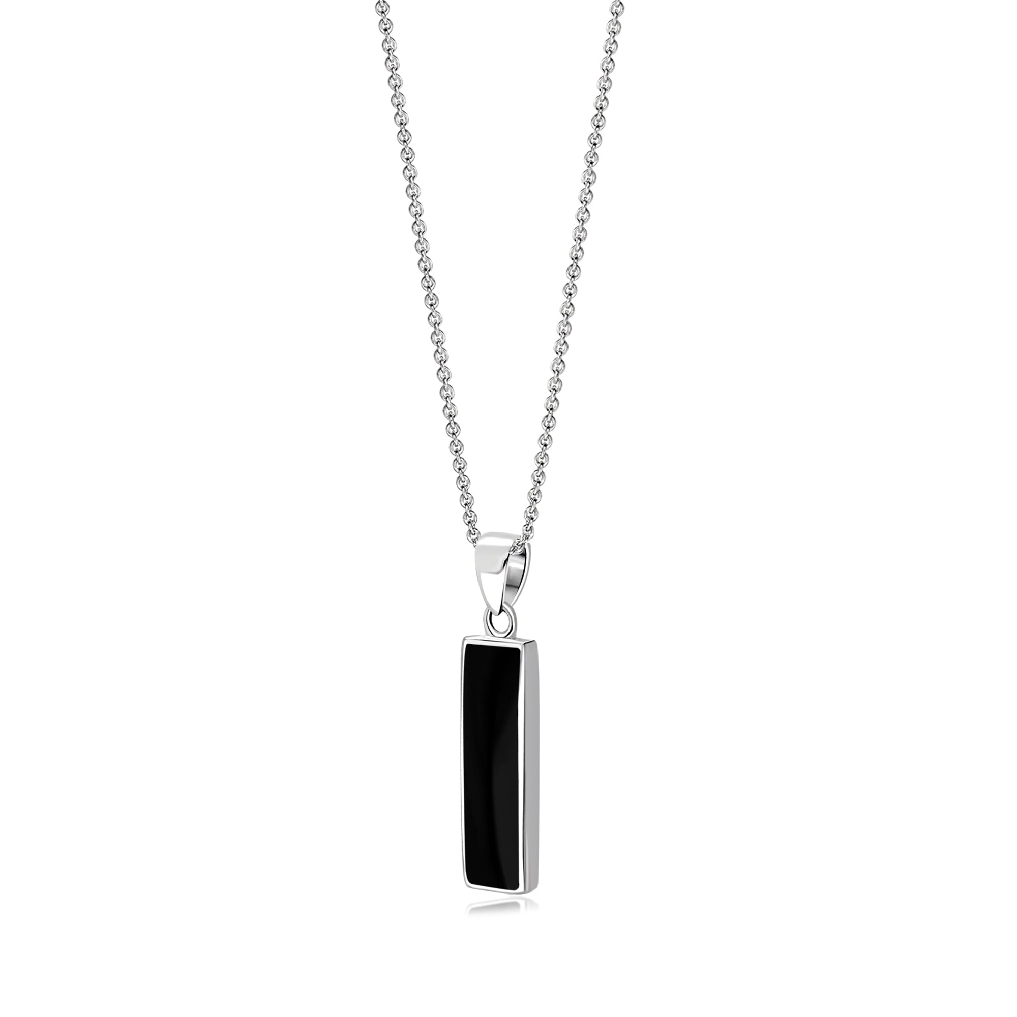 Sterling Silver Whitby Jet Rectangular Pendant