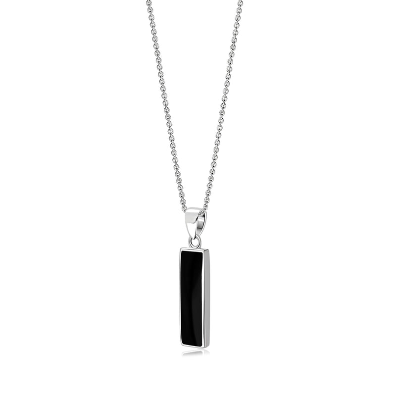 Sterling Silver Whitby Jet Rectangular Pendant