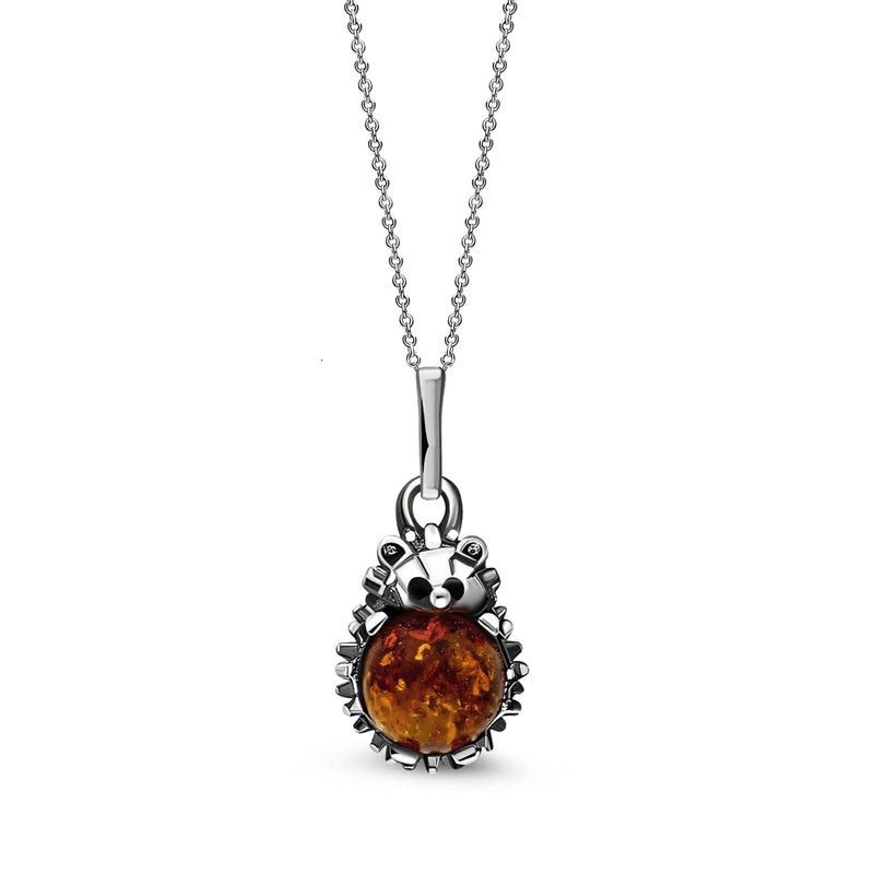 Sterling Silver XL Amber Hedgehog Pendant