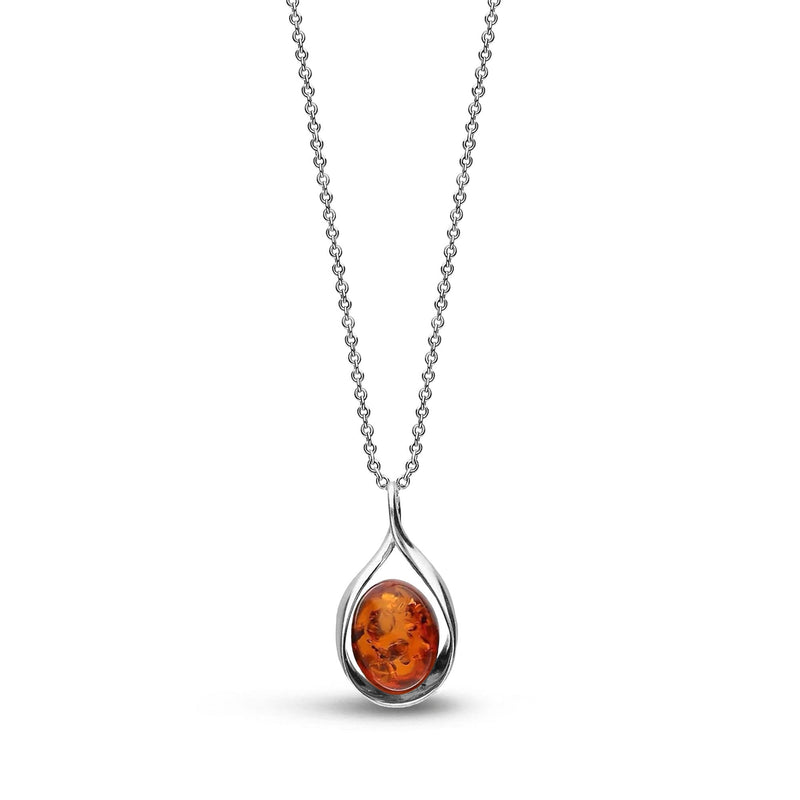 Sterling Silver Amber Small Elegant Twist Pendant